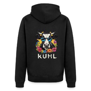 Lustige Kuh Landwirt Bauer Kuhl Landwirtschaft - Unisex Premium Bio Zip Hoodie - Schwarz - Hinten - Nico (187cm)