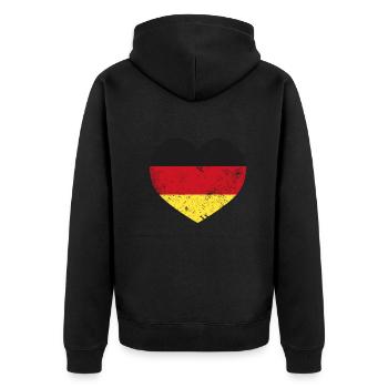 Vintage Heart Flag Football Handball Germany - Unisex Premium Organic Zip Hoodie - black - Back - Nico (187cm)