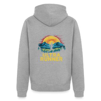 Ultramarathons Ultralauf Ultramarathon Läufer - Unisex Premium Bio Zip Hoodie - Grau meliert - Hinten - Nico (187cm)