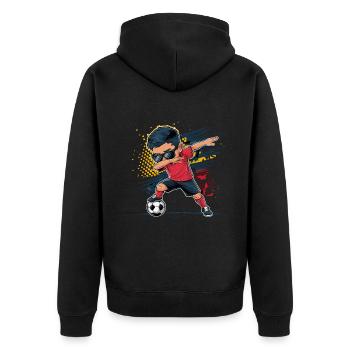 Dabbing Junge Mit Fussball Trikot Sonnenbrille - Unisex Premium Bio Zip Hoodie - Schwarz - Hinten - Nico (187cm)