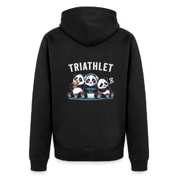 Triathlet Panda Headset Konsole Nerd Gaming Gamer - Unisex Premium Bio Zip Hoodie - Schwarz - Hinten - Nico (187cm)