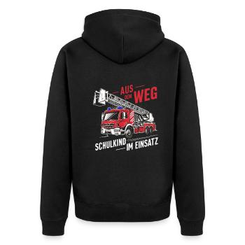 Einschulung Schulanfang Jungen Schulkind 2024 - Unisex Premium Bio Zip Hoodie - Schwarz - Hinten - Nico (187cm)