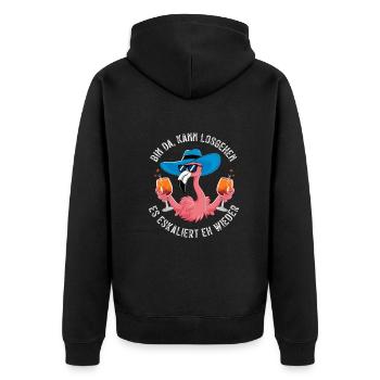 Costume de flamant rose de carnaval de festival de carnaval - Veste à capuche bio Premium Unisexe - noir - Dos - Nico (187cm)