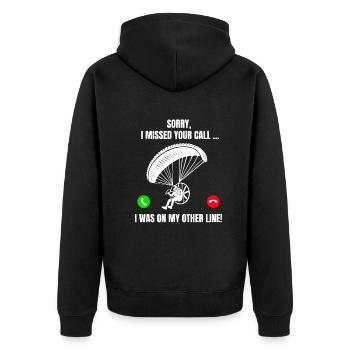 Paragleiten Motorgleitschirm Fliegen Hängegleiten - Unisex Premium Bio Zip Hoodie - Schwarz - Hinten - Nico (187cm)