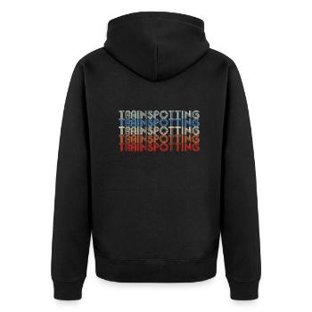 Trainspotting Zug Lok Dampfeisenbahn Eisenbahn - Unisex Premium Bio Zip Hoodie - Schwarz - Hinten - Nico (187cm)