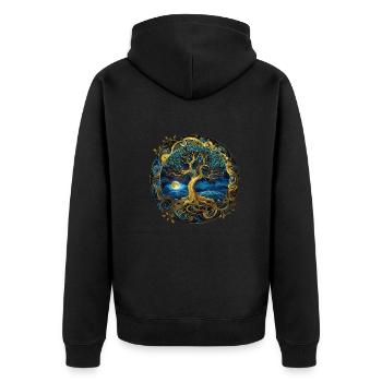 Nordic Celtic Tree Tree Of Life Tree Of Life - Unisex Premium Organic Zip Hoodie - black - Back - Nico (187cm)