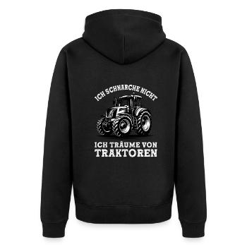 Sleep Shirt Farmer Agriculture Farmer Tractor - Unisex Premium Organic Zip Hoodie - black - Back - Nico (187cm)