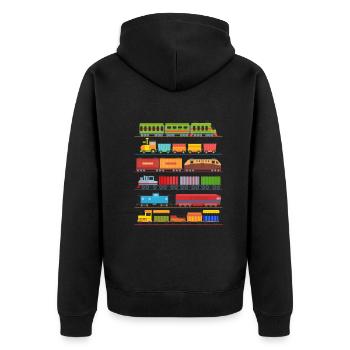 Züge Eisenbahn Lokomotive Kinder Pyjama Zug - Unisex Premium Bio Zip Hoodie - Schwarz - Hinten - Nico (187cm)