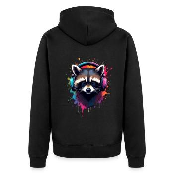 raton laveur DJ Costume Carnaval Concert Festival Musique - Veste à capuche bio Premium Unisexe - noir - Dos - Nico (187cm)