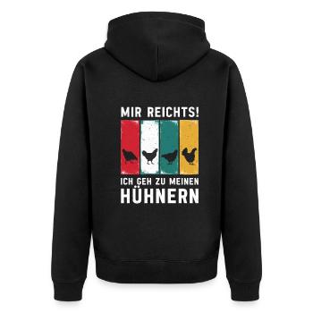 Farm Farmer Hens Chicken Chickens - Unisex Premium Organic Zip Hoodie - black - Back - Nico (187cm)