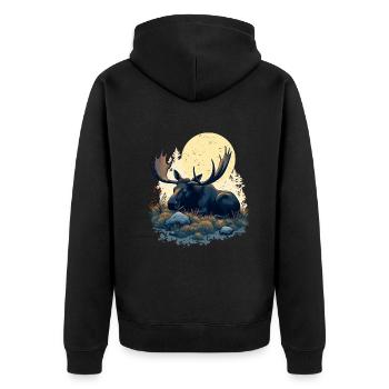 Chemise de nuit Scandinavie Orignal Renne - Veste à capuche bio Premium Unisexe - noir - Dos - Nico (187cm)