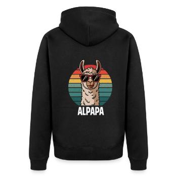 Alpaka Lama Vater Tochter Sohn Geburt Vatertag - Unisex Premium Bio Zip Hoodie - Schwarz - Hinten - Nico (187cm)