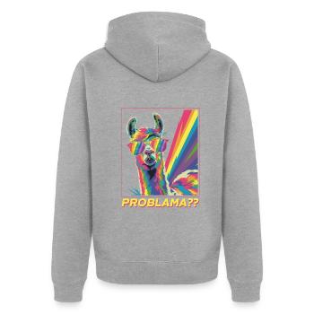 Lustiges Problama Lgbtq Gay Regenbogen Lama Alpaka - Unisex Premium Bio Zip Hoodie - Grau meliert - Hinten - Nico (187cm)