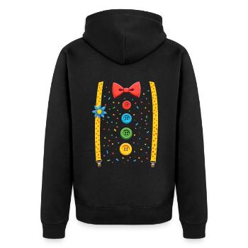 Clown Oberteil Karneval Kostüm Zirkus Narren - Unisex Premium Bio Zip Hoodie - Schwarz - Hinten - Nico (187cm)