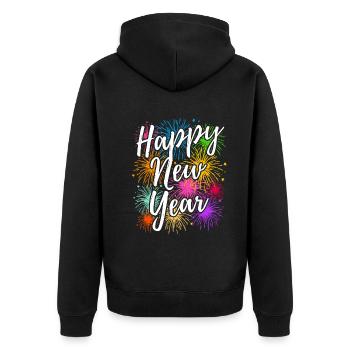 Tenue de fête du Nouvel An Nouvel An Bonne Année - Veste à capuche bio Premium Unisexe - noir - Dos - Nico (187cm)