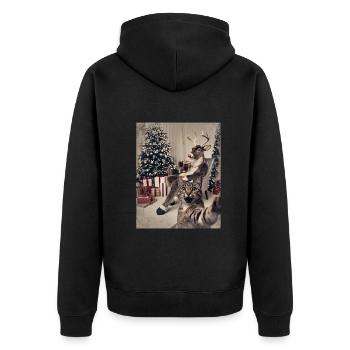 Selfie Chat Fête de Noël Tenue de Noël - Veste à capuche bio Premium Unisexe - noir - Dos - Nico (187cm)