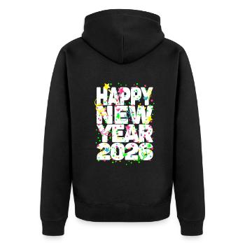 Fête du Nouvel An Bonne Année 2026 - Veste à capuche bio Premium Unisexe - noir - Dos - Nico (187cm)