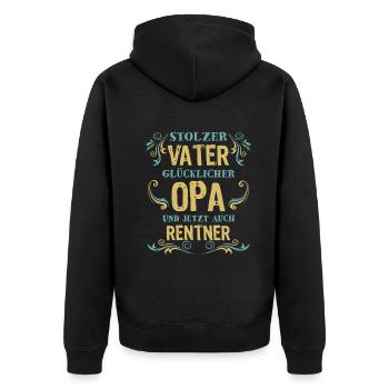 Stolzer Vater Opa Rentner - Unisex Premium Bio Zip Hoodie - Schwarz - Hinten - Nico (187cm)