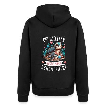 Offizielles Beste Mama Schlafshirt Schildkröte - Unisex Premium Bio Zip Hoodie - Schwarz - Hinten - Nico (187cm)