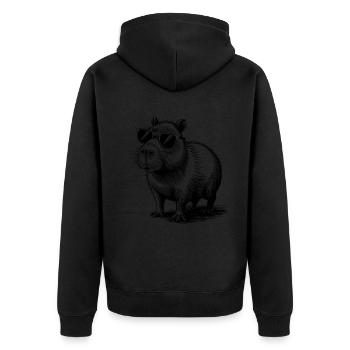 Lustiges Capybara Schlafshirt Kostüm Pyjama - Unisex Premium Bio Zip Hoodie - Schwarz - Hinten - Nico (187cm)