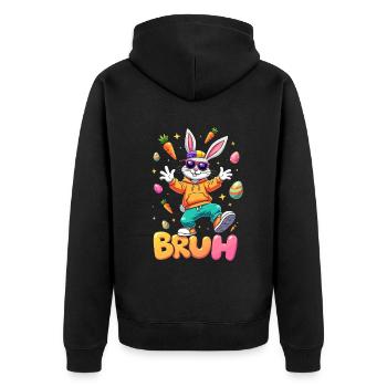 Bruh Cool Easter Bunny Boys Girls Easter - Unisex Premium Organic Zip Hoodie - black - Back - Nico (187cm)