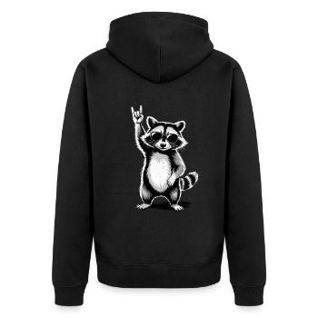Rock On Concert Festival Music Funny Raccoon - Unisex Premium Organic Zip Hoodie - black - Back - Nico (187cm)