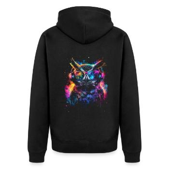 DJ Tenue cool Rave Techno Festival Hibou - Veste à capuche bio Premium Unisexe - noir - Dos - Nico (187cm)