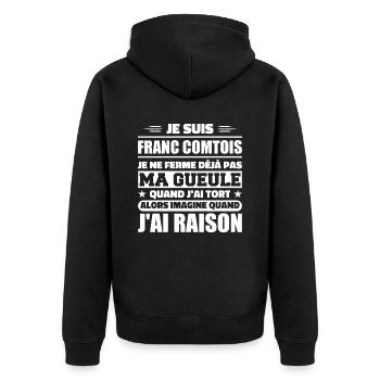 Franc comtois I don't shut my mouth frank comté - Unisex Premium Organic Zip Hoodie - black - Back - Nico (187cm)