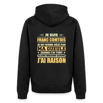 Franc comtois I don't shut my mouth frank comté - Unisex Premium Organic Zip Hoodie - black - Back - Nico (187cm)