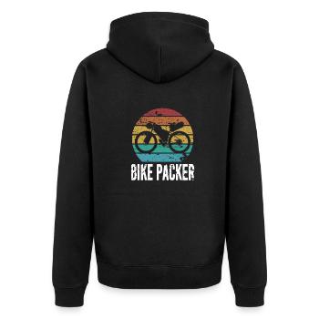 Bikepacking Bike Cycling Adventure Gift - Unisex Premium Organic Zip Hoodie - black - Back - Nico (187cm)