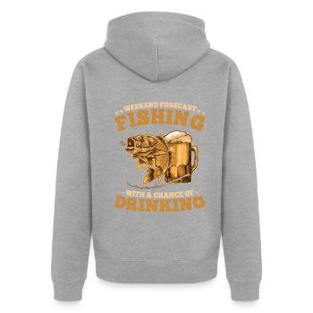 Prévisions de pêche et de consommation d’alcool pour la fin de semaine des pêcheurs - Veste à capuche bio Premium Unisexe - gris chiné - Dos - Nico (187cm)