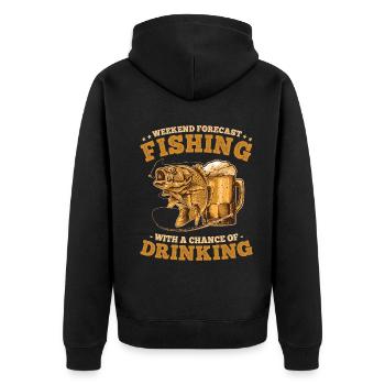 Prévisions de pêche et de consommation d’alcool pour la fin de semaine des pêcheurs - Veste à capuche bio Premium Unisexe - noir - Dos - Nico (187cm)