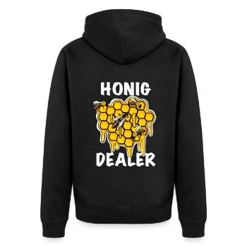 Honig dealer als Imker Bienen - Unisex Premium Bio Zip Hoodie - Schwarz - Hinten - Nico (187cm)