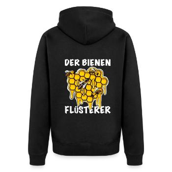 Imker der Bienen Flüsterer - Unisex Premium Bio Zip Hoodie - Schwarz - Hinten - Nico (187cm)