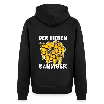 Imker Der Bienen Bändiger - Unisex Premium Bio Zip Hoodie - Schwarz - Hinten - Nico (187cm)