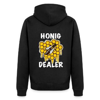 Imker Honig dealer - Unisex Premium Bio Zip Hoodie - Schwarz - Hinten - Nico (187cm)