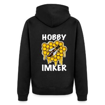 Hobbyimker Honigwabe Biene - Unisex Premium Bio Zip Hoodie - Schwarz - Hinten - Nico (187cm)