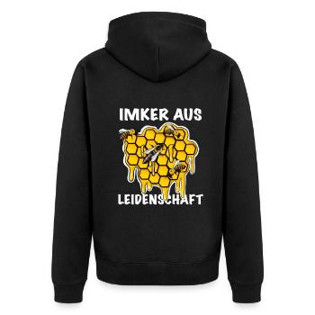 Imker aus Leidenschaft Imkerei Honig Herstellung - Unisex Premium Bio Zip Hoodie - Schwarz - Hinten - Nico (187cm)