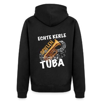 Echte Kerle spielen Tuba - Unisex Premium Bio Zip Hoodie - Schwarz - Hinten - Nico (187cm)