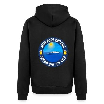 Boot und Bier - Unisex Premium Bio Zip Hoodie - Schwarz - Hinten - Nico (187cm)
