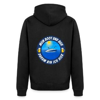 Boot und Bier - Unisex Premium Bio Zip Hoodie - Schwarz - Hinten - Nico (187cm)
