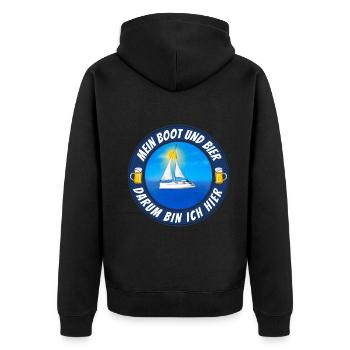 Boot und Bier Segelboot - Unisex Premium Bio Zip Hoodie - Schwarz - Hinten - Nico (187cm)