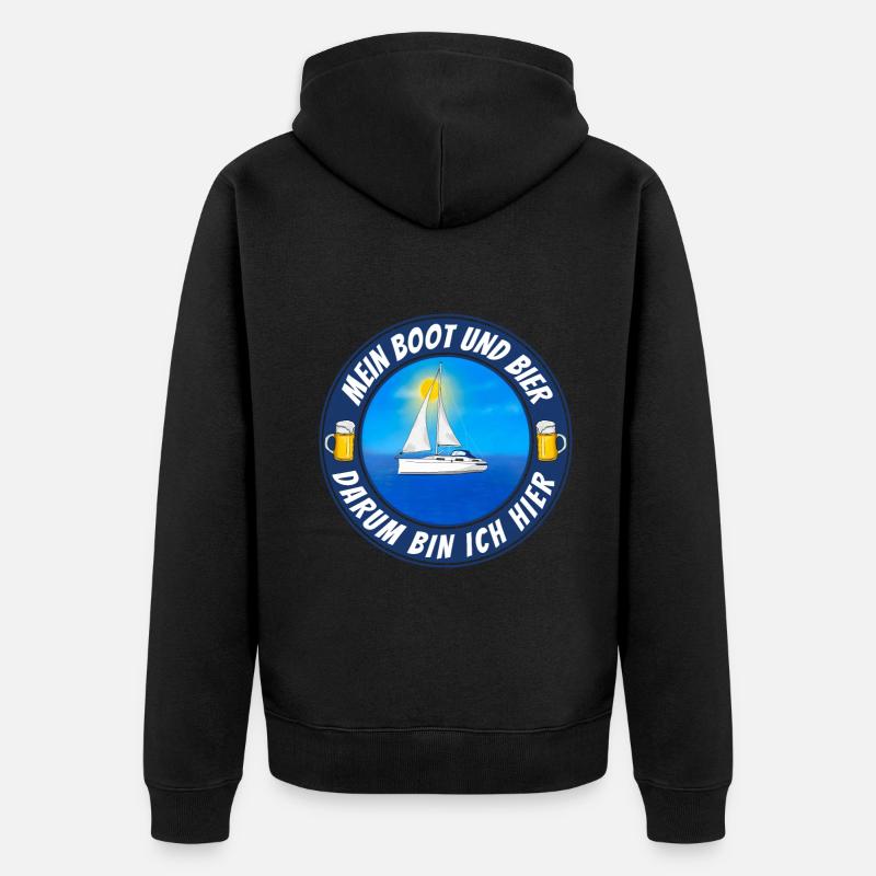 Boot und Bier Segelboot - Unisex Premium Bio Zip Hoodie - Schwarz