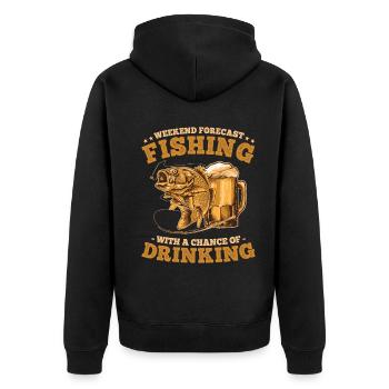 Prévisions de pêche et de consommation d’alcool pour la fin de semaine des pêcheurs - Veste à capuche bio Premium Unisexe - noir - Dos - Nico (187cm)