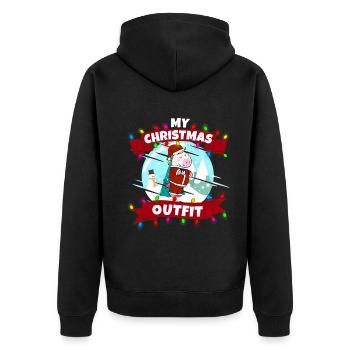 Mein Weihnachten Outfit Weihnachtsmann Einhorn - Unisex Premium Bio Zip Hoodie - Schwarz - Hinten - Nico (187cm)