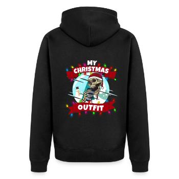 Mein Weihnachten Outfit Weihnachtsmann - Unisex Premium Bio Zip Hoodie - Schwarz - Hinten - Nico (187cm)