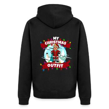 Mein Weihnachten Outfit Weihnachtsmann - Unisex Premium Bio Zip Hoodie - Schwarz - Hinten - Nico (187cm)