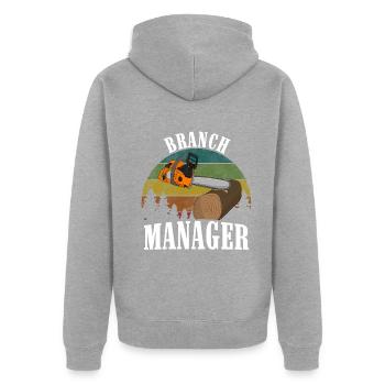 Kettensäge Motorsäge Säge - Unisex Premium Bio Zip Hoodie - Grau meliert - Hinten - Nico (187cm)