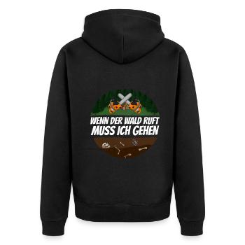 Holzfäller - Unisex Premium Bio Zip Hoodie - Schwarz - Hinten - Nico (187cm)