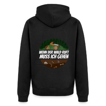 Holzfäller - Unisex Premium Bio Zip Hoodie - Schwarz - Hinten - Nico (187cm)